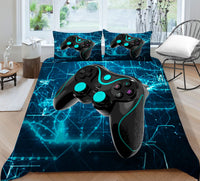 1 x RAW Customer Returns Tospass Bedding Set 135x200cm Gamepad 3D Girls Boys Children 2 Pieces Soft Blue Children s Bed Linen Microfiber Duvet Cover with Zipper 1 Pillowcase 80x80cm - RRP €29.99