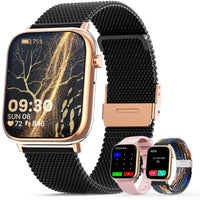 1 x RAW Customer Returns elfofle Smartwatch Women Men with Phone Function, 1.83 HD Touchscreen, IP67 Waterproof SpO2 Fitness Tracker Menstrual Cycle Heart Rate Sleep Monitor for iOS Android Black Gold - RRP €42.99