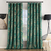 1 x RAW Customer Returns MIULEE Velvet Curtain with Gold Foil Leaves Pattern, Set of 2 Curtains Velvet Emerald Green with Back Loops and Rod Pocket, Thick Curtain Opaque Velvet Curtains for Bedroom, Each H225 X W140cm - RRP €44.36