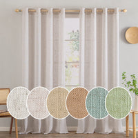 1 x RAW Customer Returns MIULEE Two-Piece Translucent Linen Curtains Set with Eyelets Modern Curtains for Two Balcony Doors Curtains for Living Room Bedroom 215x140cm HxL White Natural Linen - RRP €35.65