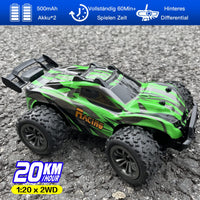 1 x RAW Customer Returns ACAMMZAR AT3 Remote Control Car, RC Car for Boys 60 min Running Time with 2 Batteries, 2WD 2.4GHz Offroad Electric Toy Car with LED Lights Gift for 6 7 8 Year Old Children Adults, Green - RRP €33.26