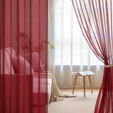 1 x RAW Customer Returns MIULEE Curtains with ruffle tape set of 2 curtains with eyelets curtains living room made of sheer voile curtains transparent bedroom red 140 x 225 cm - RRP €23.18