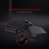 1 x RAW Customer Returns Redragon K585 DITI One-Handed RGB Mechanical Gaming Keyboard, Brown Switches, Type-C Professional with 7 Integrated Macro Keys, Detachable Wrist Rest, 42 Keys - RRP €54.99