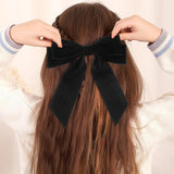 3 x Brand New WLLHYF Velvet Hair Clip Long French Hair Bow Big Hair Clips Elegant Crocodile Clip Ponytail Hair Decoration Accessory for Women - RRP €54.0