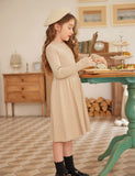 1 x RAW Customer Returns Arshiner Girls Sweater Dress Autumn Winter Dress Long Sleeve Knitted Dress Flare Skater Dress A-line Plain Basic Children s Casual Dress Apricot 140 - RRP €23.9