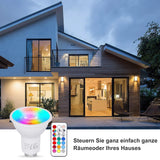 1 x RAW Customer Returns YAYZA 5W GU10 LED RGB color changing lamp, dimmable warm white light bulb 3000K , replacement for 50W halogen lamps, 450LM RGB color changing spot light, 120 colors, 5 modes, with remote control 4 pieces  - RRP €23.99