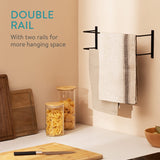 2 x Brand New Navaris Double Bathroom Towel Holder - Wall Towel Holder 2X Arms - Wall Towel Hanger - 2X Kitchen Towel Holder Bar Black Metal - RRP €33.22