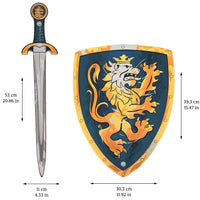 1 x RAW Customer Returns Liontouch - Noble Knight Sword and Shield, Blue Medieval Foam Play Set for Children with Golden Lion Theme Safe Weapons and Battle Armor for Disguises and Costumes - RRP €30.24