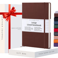 1 x RAW Customer Returns Beechmore Books lined notebook - XL A4, brown I Premium hardcover journal book made of vegan leather, 120gsm cream paper, gift box, for writers, journalists, meetings students - RRP €18.65