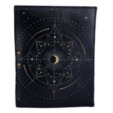 1 x RAW Customer Returns OVERDOSE Celestial Sun Moon Handmade Vintage Leather Journal Deckle Edge Paper Blank Spell Book with Shadows Grimoire Diary Moon Phase Totem Talisman Prints 6 x 8 A5 - RRP €30.0