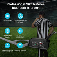 1 x RAW Customer Returns EJEAS V6C Referee Bluetooth Intercom, 850mAh Full Duplex 1200M Wireless Bluetooth Interphone with Referees Headset and Running Bracelet for Soccer Hockey Rugby Sport, USB-C 2 Pack  - RRP €142.08