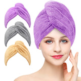 1 x RAW Customer Returns Laicky 3 Pack Microfiber Hair Drying Towel Super Absorbent Twisted Turban Quick Dry Hair Caps with Buttons Bath Loop Fasten Salon Dry Hair - RRP €11.99