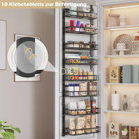 1 x RAW Customer Returns UMDONX door shelf, hanging organizer on the door, door shelf kitchen organizer, with 8 adjustable levels, hanging storage for household utensils for bathroom, kitchen - black 8 levels  - RRP €48.4