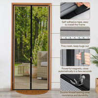 1 x RAW Customer Returns Fly screen balcony door, EGNBU insect protection door magnet, 110x230CM, mosquito net door without drilling, fly protection magnet curtain is ideal for patio door cellar door, easy adhesive installation, black - RRP €20.39