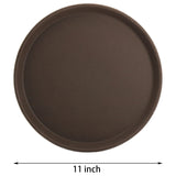 1 x RAW Customer Returns TOPZEA 3 Pack Round Serving Tray 11 Plastic Serving Tray Restaurant Serving Tray Cafeteria Tray Non-Slip Bar Tray for Coffee Table Brown - RRP €17.99