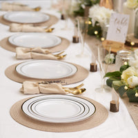 1 x RAW Customer Returns MATANA 120 Premium White Plastic Plates with Gold Rim, 2 Sizes - Unbreakable Reusable Plastic Plates, Party Plates for Weddings, Birthdays, Parties - Elegant Sturdy Party Tableware - RRP €56.99