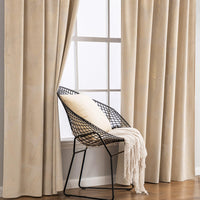 1 x RAW Customer Returns MIULEE Velvet curtain with gold foil leaves pattern, set of 2 curtains, velvet beige with back loops and rod pocket, thick curtain, opaque velvet curtains for decorative bedrooms, each H 245 x W 140 cm - RRP €43.36