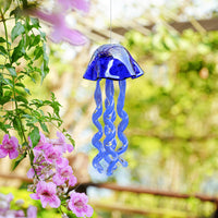 3 x Brand New 20 Art Blown Glass Jellyfish Wind Chime, Handmade Glass Jellyfish Wind Chimes for Hanging, Outdoor Wind Chimes for Garden, Yard, Wedding Decoration Royal Blue  - RRP €140.91