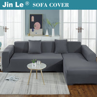 1 x RAW Customer Returns Jin Le sofa cover l shape sofa cover corner sofa couch cover l shape stretch 3-seat 3-seat, light grey corner sofa cover washable sofa cover with 2 pillowcases anti-slip foams - RRP €40.66