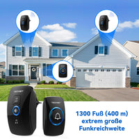 2 x RAW Customer Returns TECKNET wireless doorbell, wireless doorbell set IP65 wireless doorbell outdoor waterproof with 60 melodies 5 volume levels, wireless doorbell front door kit with LED flash and 1 receiver 1 transmitter, 400M range - RRP €30.84