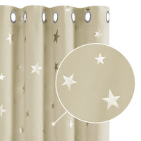 1 x RAW Customer Returns Deconovo Modern Thermal Insulated Blackout Curtains, 2 Piece Bedroom Star Print Window Curtains with Eyelets, 140x260 CM W x H , Pearl Grey - RRP €38.63