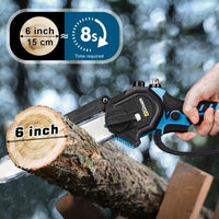 1 x RAW Customer Returns Gisam 8 Inch Mini Cordless Chainsaw with 2 x 4000mAh Battery and Automatic Oiler, Electric Chainsaw for Gardening and Firewood Cutting - RRP €90.74