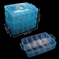 1 x RAW Customer Returns BELLE VOUS 3-tier storage box plastic stackable blue - sorting box up to 30 adjustable compartments for storing sewing accessories, iron-on beads, jewelry, small parts, craft box, toys - RRP €23.82