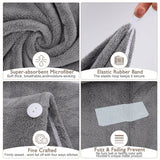 1 x RAW Customer Returns Laicky Microfiber Towel Hair Wrap, Ultra Absorbent Turban Wrap, Quick Dry Hair Cover with Buttons and Loop for Drying Hair in Salons, 3 Pack, Gray - RRP €11.99