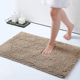 1 x RAW Customer Returns Homaxy Non-Slip Bath Mat Chenille Bathroom Rug Microfiber Bath Mat Absorbent Deep Pile Bath Mat - 50 x 80 cm, Beige - RRP €25.2