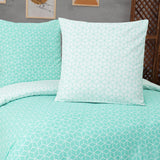 1 x RAW Customer Returns Vency bed linen 140x200 2-piece turquoise - Oeko-TEX 80 cotton 20 polyester, 1x duvet cover zip 1x pillowcase 65x65 envelope closure, puzzle model - RRP €34.9