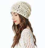 1 x RAW Customer Returns ZLYC Women s Summer Knitted Hats Handmade Crochet Hat Slouch Beanie Hat Solid Beige , Size One Size - RRP €19.99