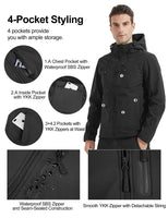 1 x RAW Customer Returns KUTOOK Softshell Jacket Men Winter Warm Transition Jacket Waterproof Breathable Windproof with Hood Outdoor Jacket Autumn Black 3XL - RRP €64.91