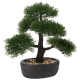 1 x RAW Customer Returns Artificial Bonsai Lifelike Artificial Plant Artificial Tree Bonsai Cedar Pine Podocarpus Plastic Plant Artificial Plant with Ceramic Planter in Black for Bathroom Decoration Desktop Office Windowsill - RRP €53.44