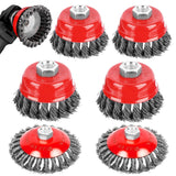 1 x RAW Customer Returns 6 Pieces Wire Brush for Angle Grinders, Diameter 75mm and 100mm Iron Brush for Drill, M14 Steel Brush for Grinding Metals for Rust and Paint Removal - RRP €20.15