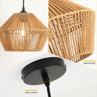 1 x RAW Customer Returns FORCOSO rattan hanging lamp, boho rattan hanging lamp, diameter 30 cm, rattan ceiling lamp E27, braided hanging light max. 60W for bedroom, living room, dining room, hallway, kitchen - brown - RRP €59.99