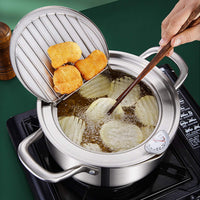 1 x RAW Customer Returns Alvinlite Deep Fryer, Tempura Stainless Steel Frying Pot Temperature Control Japanese Fryer Cooking Pan for Fries Shrimp Meatballs 24cm Cooking Fryer - RRP €57.64