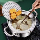 1 x RAW Customer Returns Alvinlite Deep Fryer, Tempura Stainless Steel Frying Pot Temperature Control Japanese Fryer Cooking Pan for Fries Shrimp Meatballs 24cm Cooking Fryer - RRP €57.64