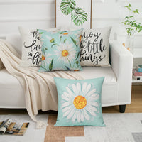 4 x Brand New SOMYTING Set of 4 Pillowcases 45 x 45 cm with Daisies Decoration Sofa Chair Square Cushions Bedroom Pillow Cushion for Garden Living Room Modern Garden Sofa - RRP €59.96