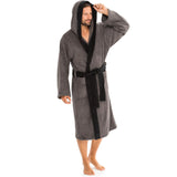 1 x RAW Customer Returns aqua-textil Sylt Bathrobe Two-tone Hood Long Patch Pockets Decorative seams Ladies Gentlemen Unisex 100 Cotton M anthracite black - RRP €46.67