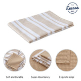 1 x RAW Customer Returns Encasa XO Cotton Kitchen Towels and Washcloths Beige Waffle and Flat Weave Tea Towel Dish Towel Set 70x45 cm Reusable and Quick Drying Set of 5 - RRP €18.41