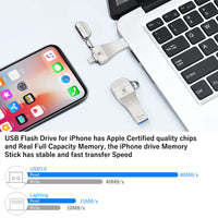 1 x RAW Customer Returns MFi-certified 256GB iPhone USB stick iPhone photo stick iPhone memory stick iPad backup stick Lightning USB stick iOS USB flash drive iPhone memory stick External storage for iPhone iPad PC - RRP €72.99