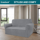 1 x RAW Customer Returns Granbest High Stretch Sofa Cover Modern Design Jacquard Living Room Sofa Cover for Dogs and Pets 2 Seater, Light Grey  - RRP €33.71