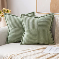 1 x RAW Customer Returns MIULEE Set of 2 Corduroy Cushion Covers Velvet Cushion Soft Throw Pillow Decorative Pillowcase Modern Cushion Cover Sofa Cushion Decorative Pillow Couch Cushion for Living Room Bedroom Green 50 x 50 cm - RRP €20.47