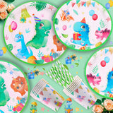 14 x Brand New Dinosaur Party Tableware Set, Gigflpyo Dino Birthday Decoration, Dinosaur Paper Plates Cups Napkins Tablecloth for Children s Birthday Baby Shower Birthday Party, Dino Party Decoration, Serves 10 Guests - RRP €140.98