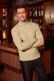 1 x RAW Customer Returns COOFANDY Men s Turtleneck Sweater Long Sleeve Turtleneck Knitted Sweater Slim fit Casual Pullover Winter Khaki XL - RRP €31.96