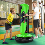 1 x RAW Customer Returns QPAU Punching Bag for Kids, 66 Inch Larger Sturdy Punching Bag, Kids Inflatable Punching Bag for 6-12 Years with Boxing Gloves, Gifts for Boys and Girls for Practicing Karate, Taekwondo Green  - RRP €57.99