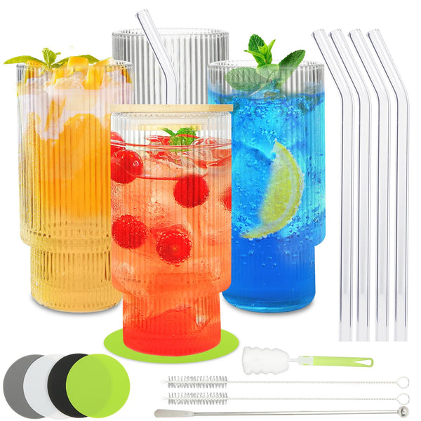 Brand New Job Lot Pallet - colmanda 4 Pieces 350ml Striped Glass Set - 78 Items - RRP €1013.22