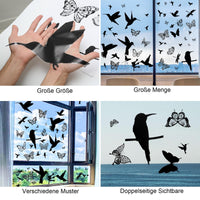 3 x RAW Customer Returns 6 sheets of window stickers birds, stickers birds for windows and window pictures butterflies self-adhesive, bird stickers for window panes large 30 x 30 cm  - RRP €24.15