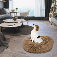 4 x Brand New Granbest Luxury Plush Dog Bed Cat Bed Round Dog Cushion Super Soft Doughnut Shape Pet Bed for Small Medium Dogs Faux Fur Pet Bed Machine Washable 50cm, Khaki  - RRP €81.6