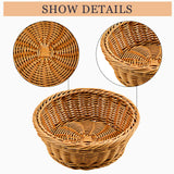 1 x RAW Customer Returns WANDIC Woven Basket, 3 Pack Polywicker Bread Storage Baskets for Food Fruit Vegetable Flat Shop Supermarket Exhibition Serving Restaurant Home Kitchen Round Brown - RRP €28.45